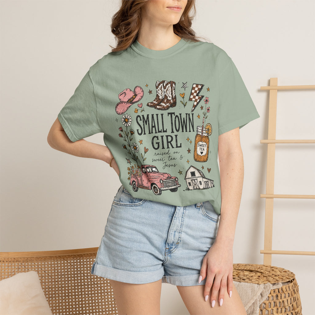 Small town girl , Jesus and sweet tea girl, comfort colors tee