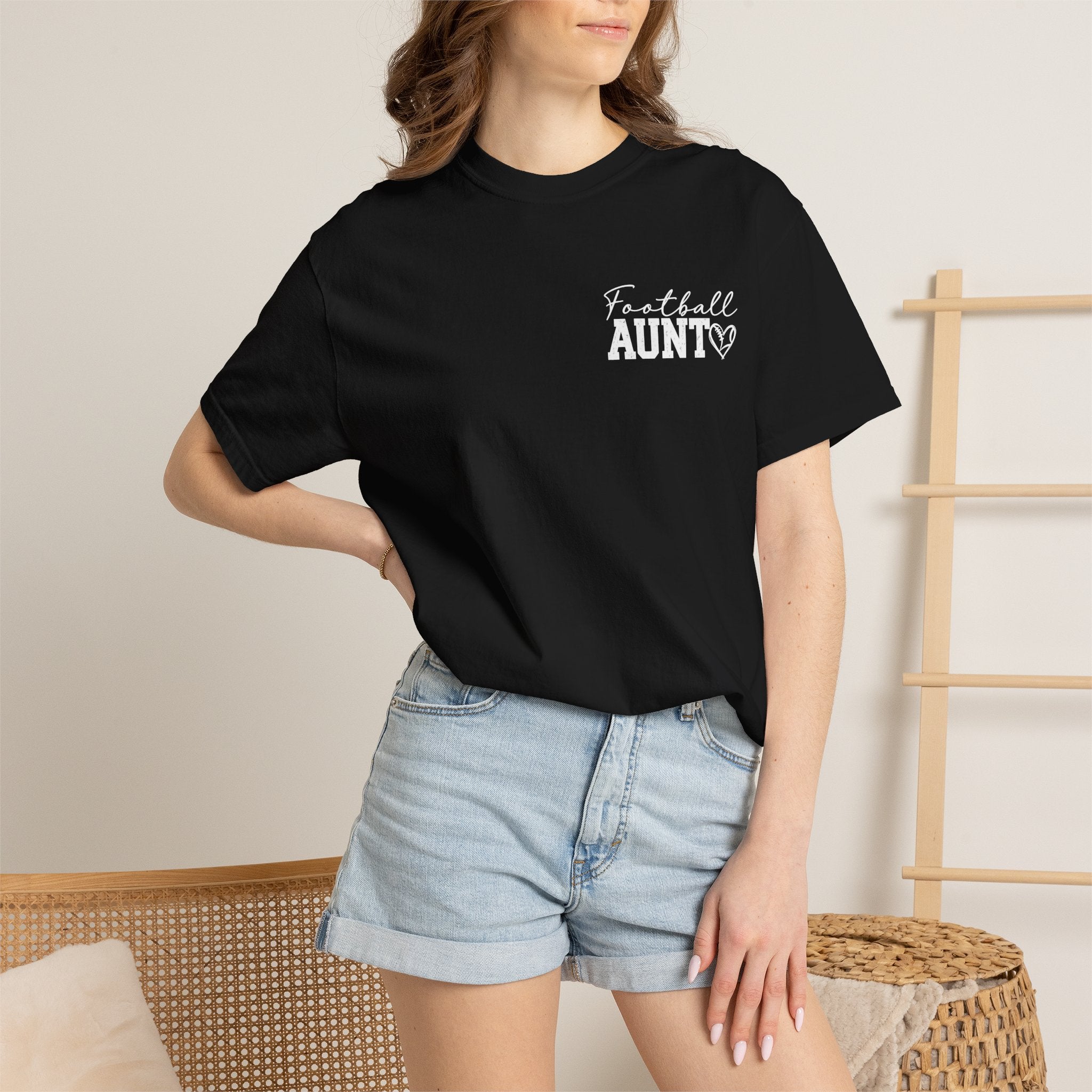 Aunt Customizable numbers and names football  comfort colors shirt