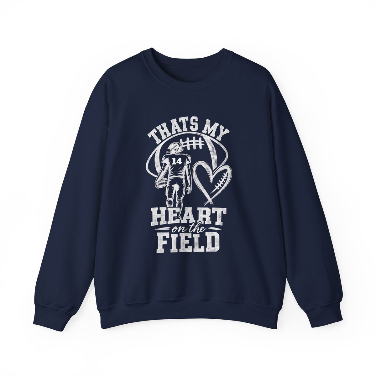 Personlizable Football Crewneck Sweatshirt - "That’s My Heart on the Field" Design