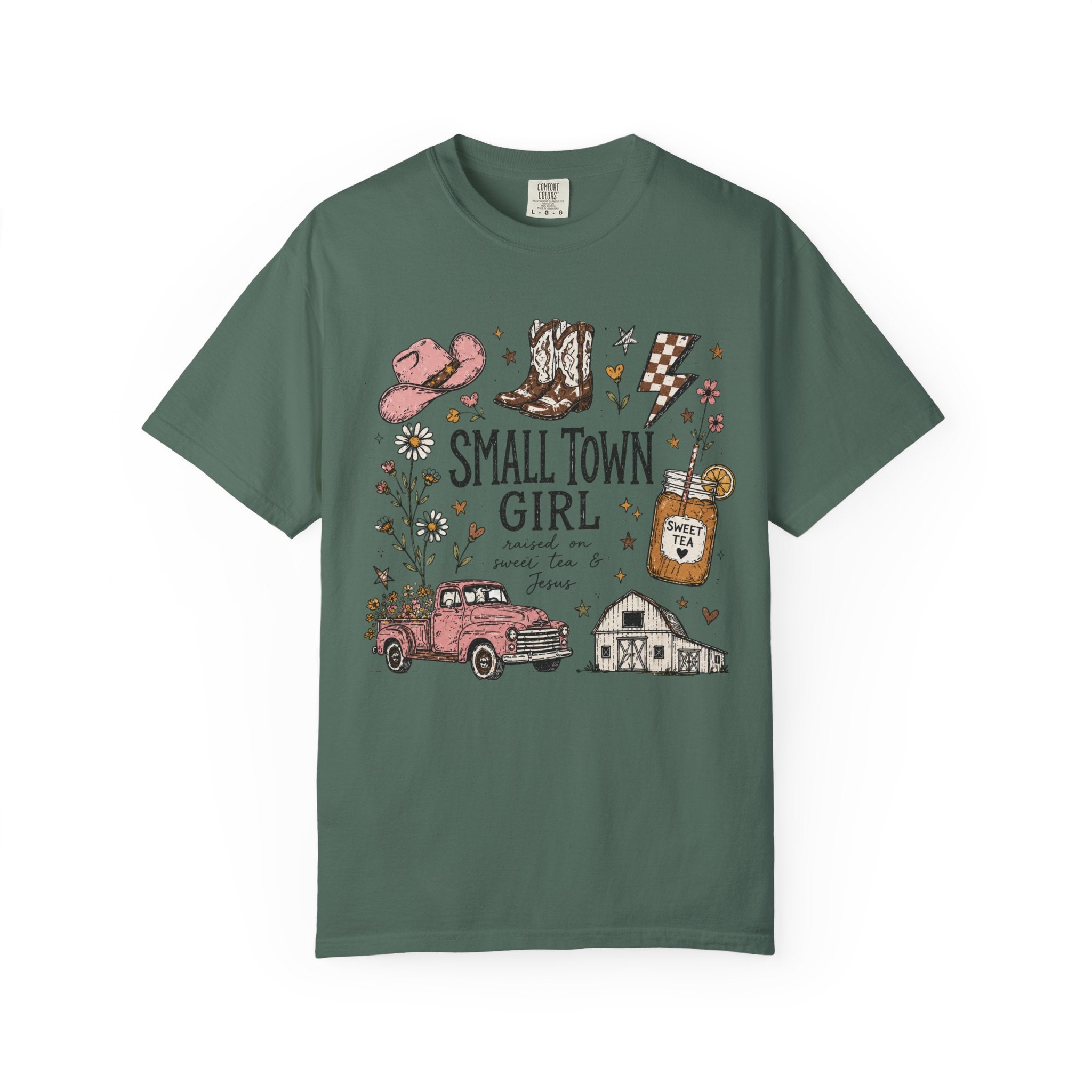 Small town girl , Jesus and sweet tea girl, comfort colors tee