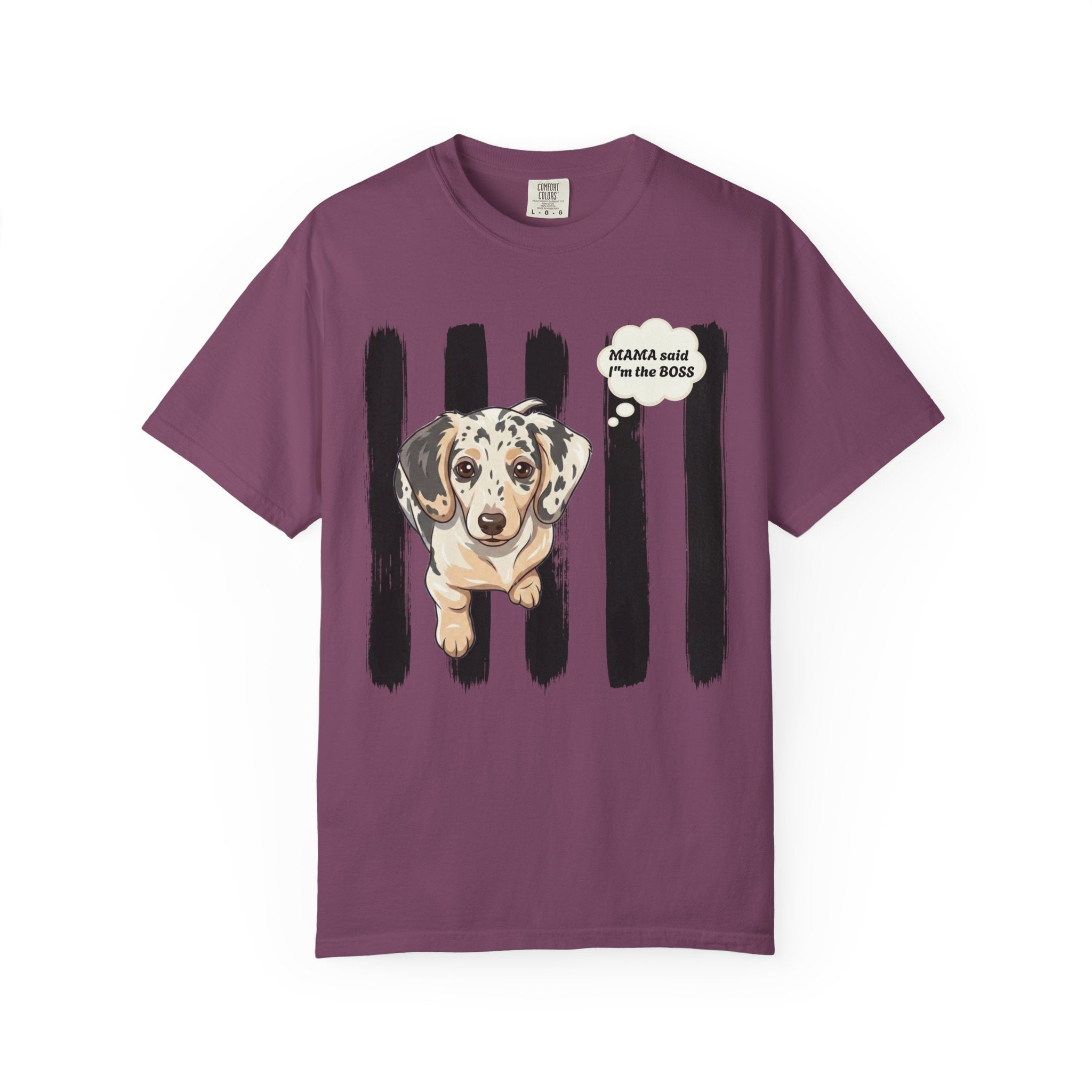 Comfort Colors “Mama Said I’m the Boss” Dachshund Shirt | Funny Dog Graphic Tee