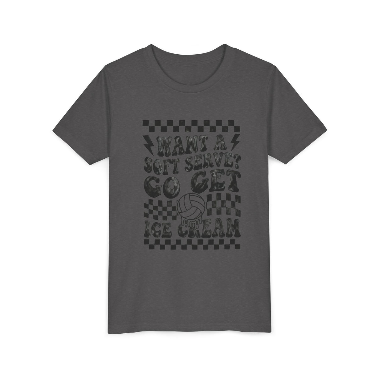 Youth Volleyball humor team tshirt, want a soft serve go get icecream tee