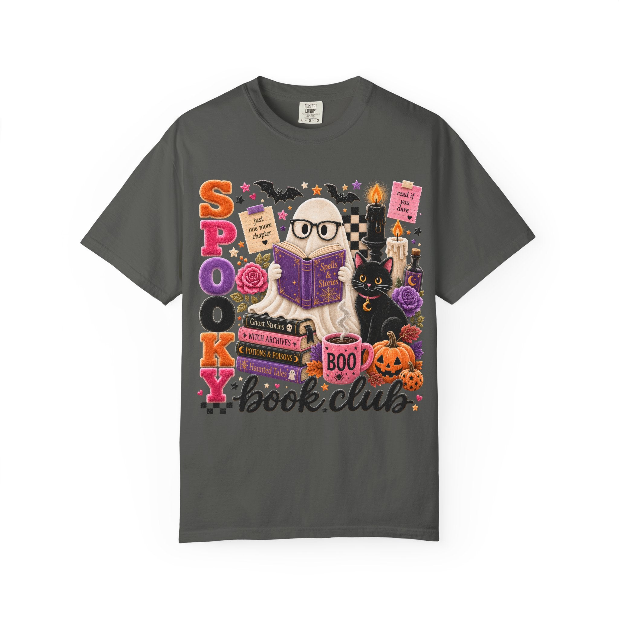 Spooky Book Club T-shirt | Halloween Reading Cat Owl Pumpkin