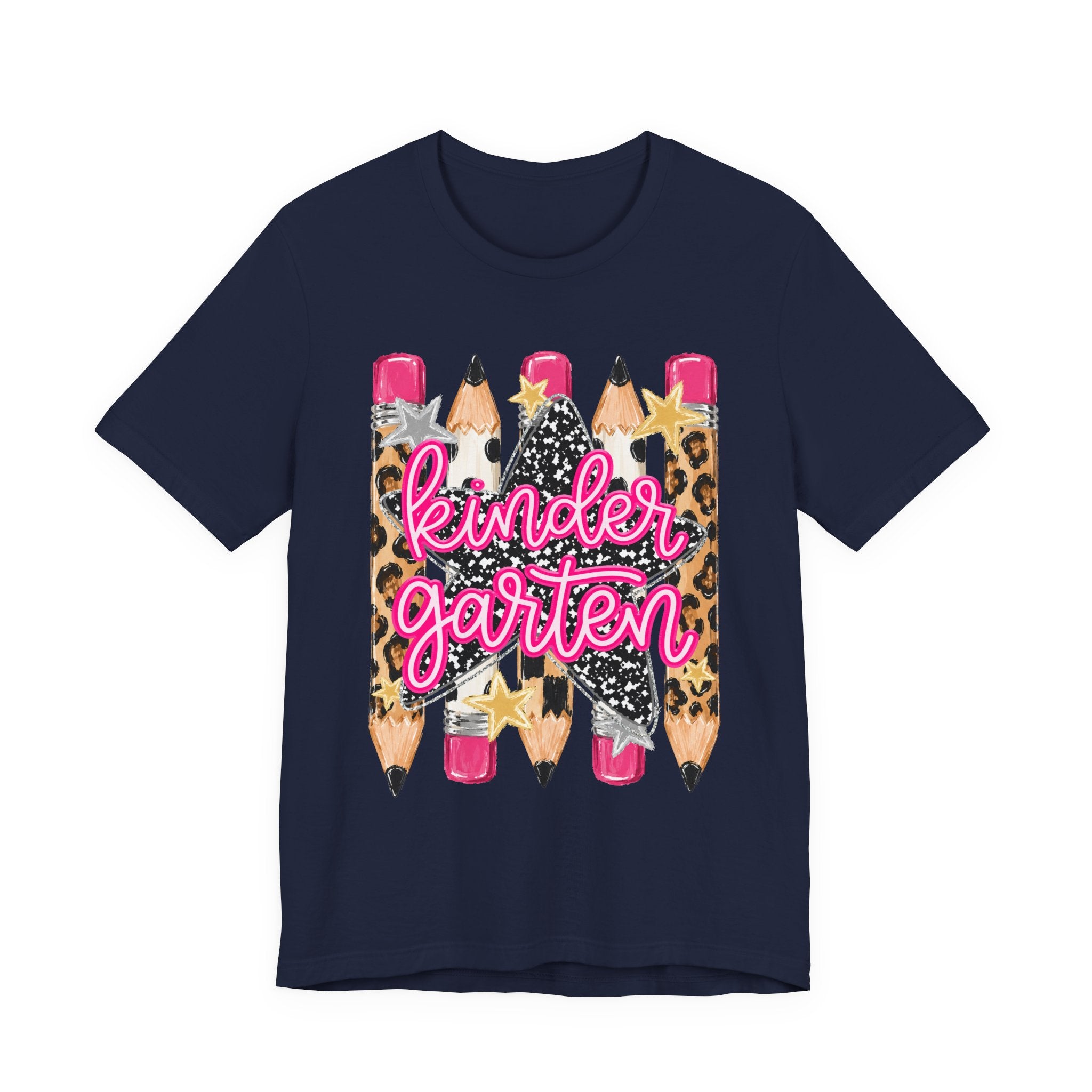 Kindergarten Pencils T-Shirt — Cute Leopard Print School Tee