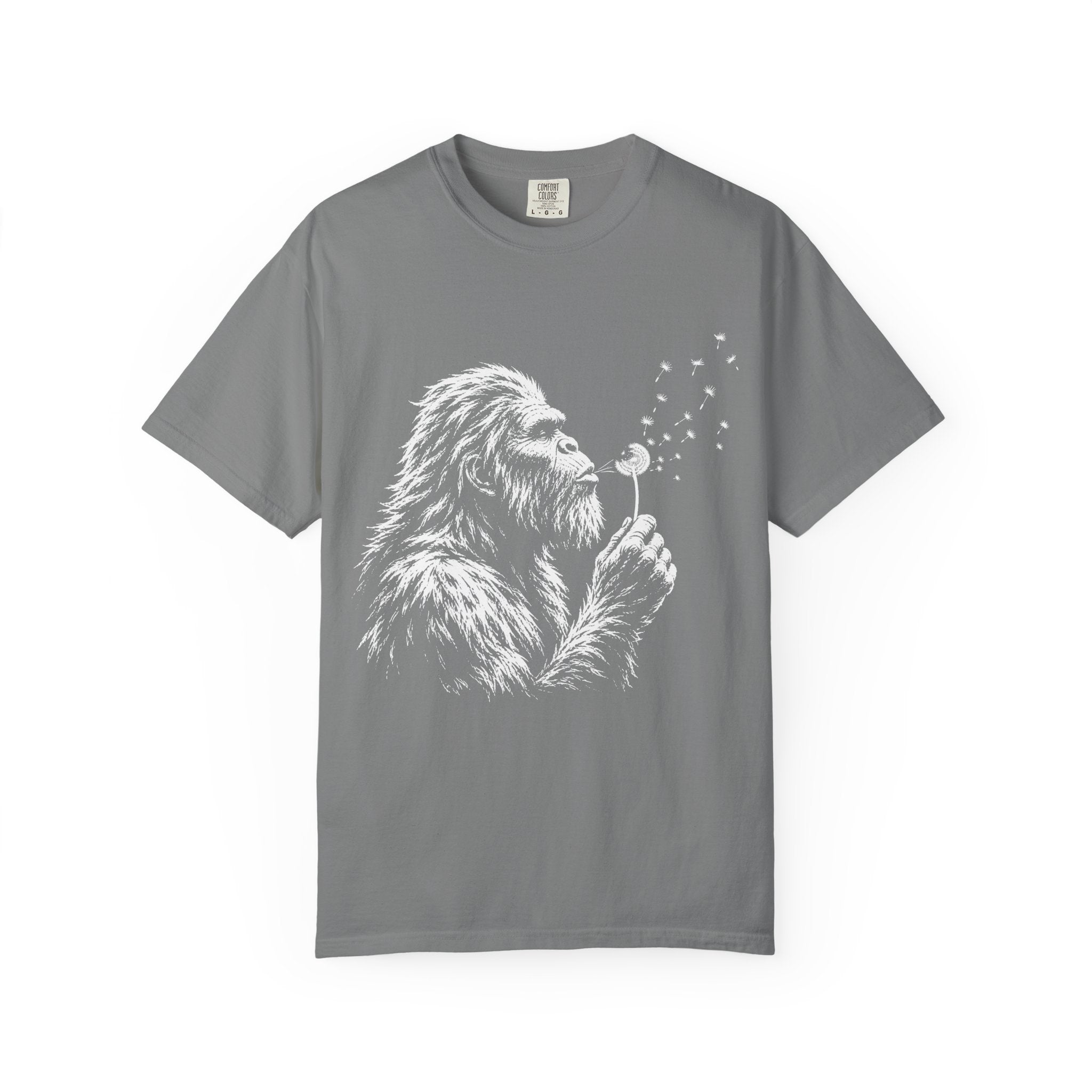 Bigfoot Dandelion T-Shirt — Whimsical Sasquatch Graphic Tee