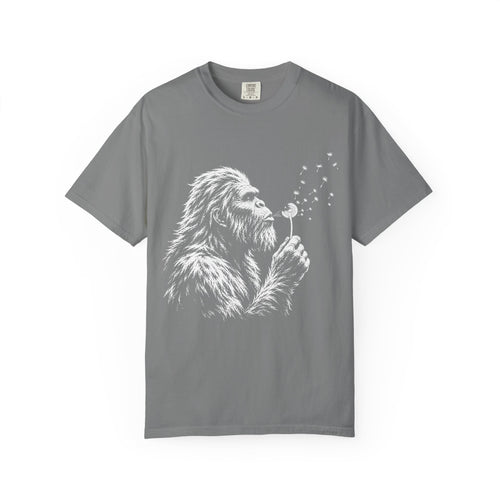 Bigfoot Dandelion T-Shirt — Whimsical Sasquatch Graphic Tee