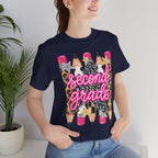 Second Grade Pencil Leopard Print T-Shirt — Back to School Teacher & Student Tee