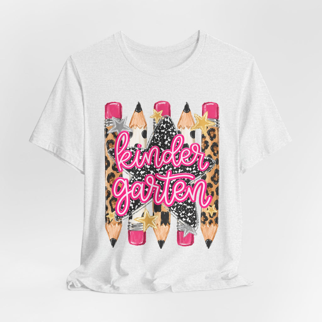 Kindergarten Pencils T-Shirt — Cute Leopard Print School Tee