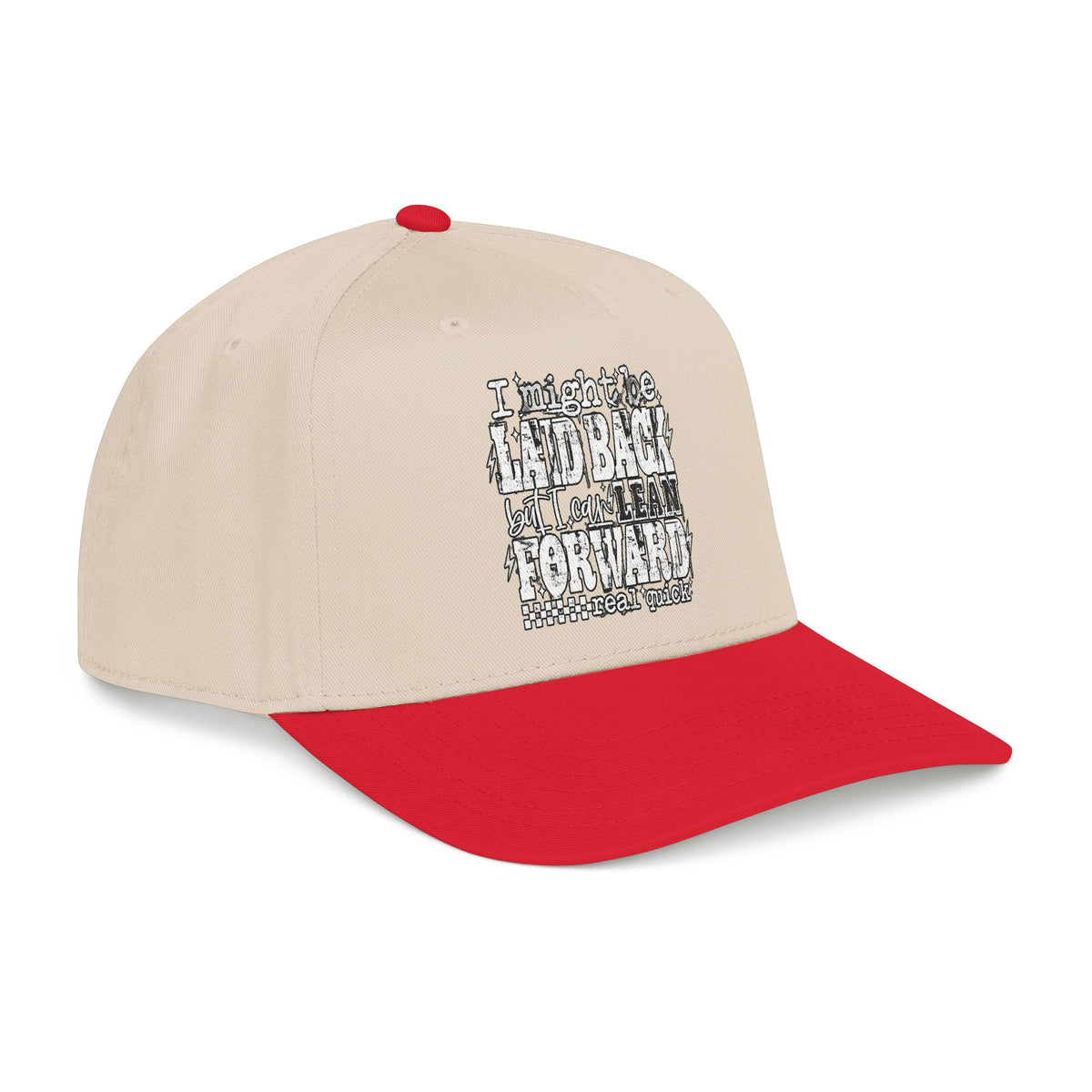 Mid Profile Baseball Cap — 'Lean Forward' Inspirational Script Cap