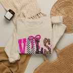 Crewneck Sweatshirt - VOLS Cheer For A Cure Pink Ribbon Leopard & Glitter Design
