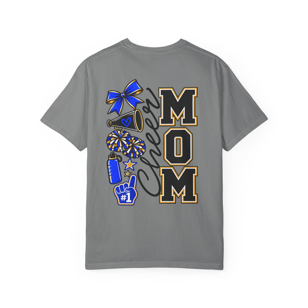 Cheer Mom T-Shirt — Cheerleading Mom Tee with Pom Poms & Megaphone Design