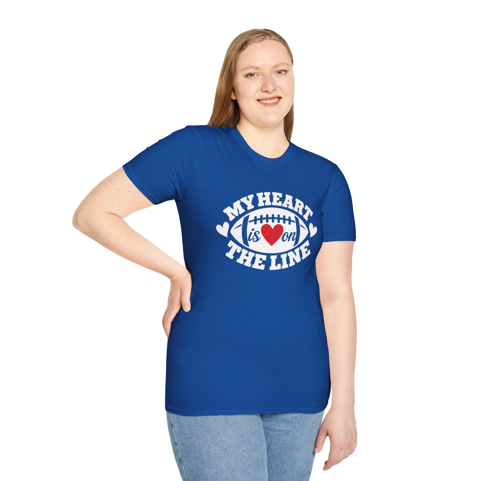 My Heart Is On The Line Football T-Shirt — Heart & Football Fan Tee