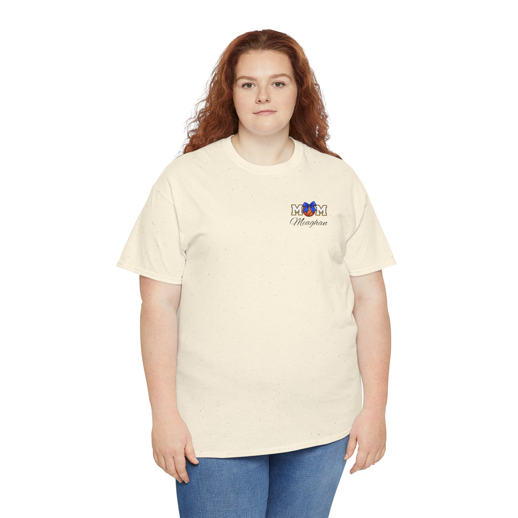 Basketball Mom T-Shirt — 'MOM' Lettering with Hoop, Ball & #1 Foam Finger Design