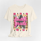 Fourth Grade Pencil Tee — Leopard & Glitter Back-to-School Shirt