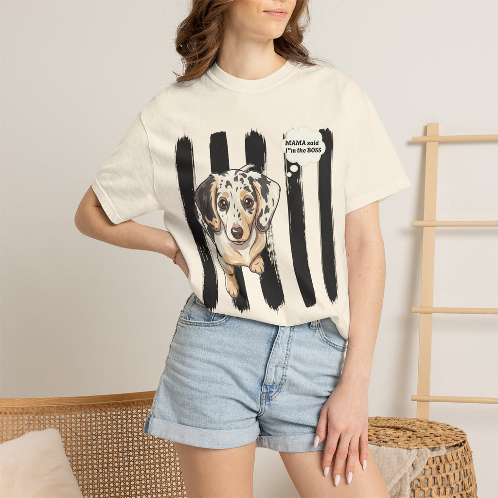 Comfort Colors “Mama Said I’m the Boss” Dachshund Shirt | Funny Dog Graphic Tee