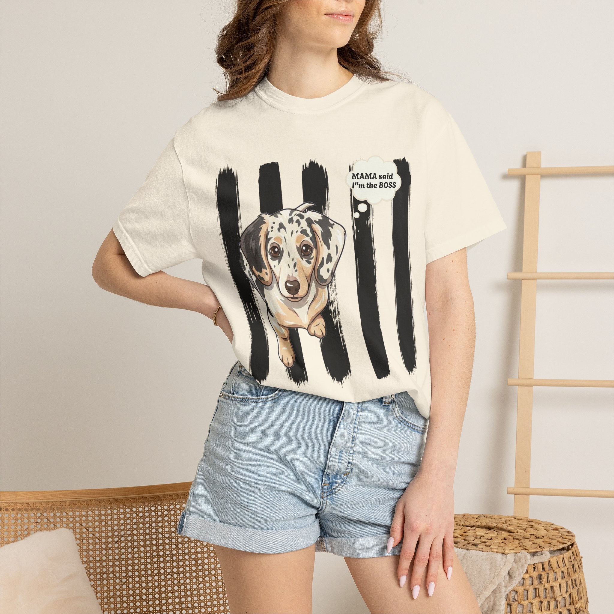 Comfort Colors “Mama Said I’m the Boss” Dachshund Shirt | Funny Dog Graphic Tee