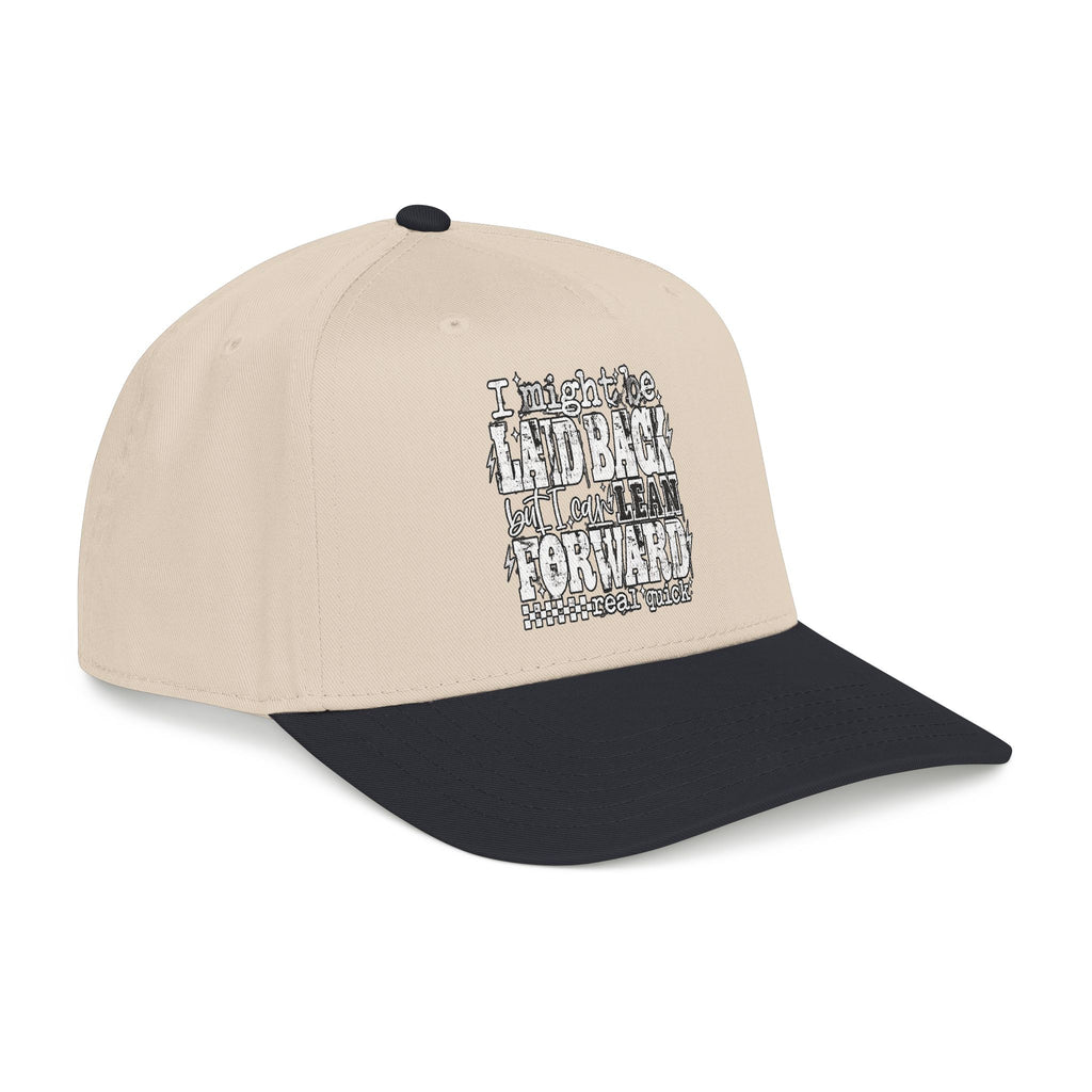 Mid Profile Baseball Cap — 'Lean Forward' Inspirational Script Cap