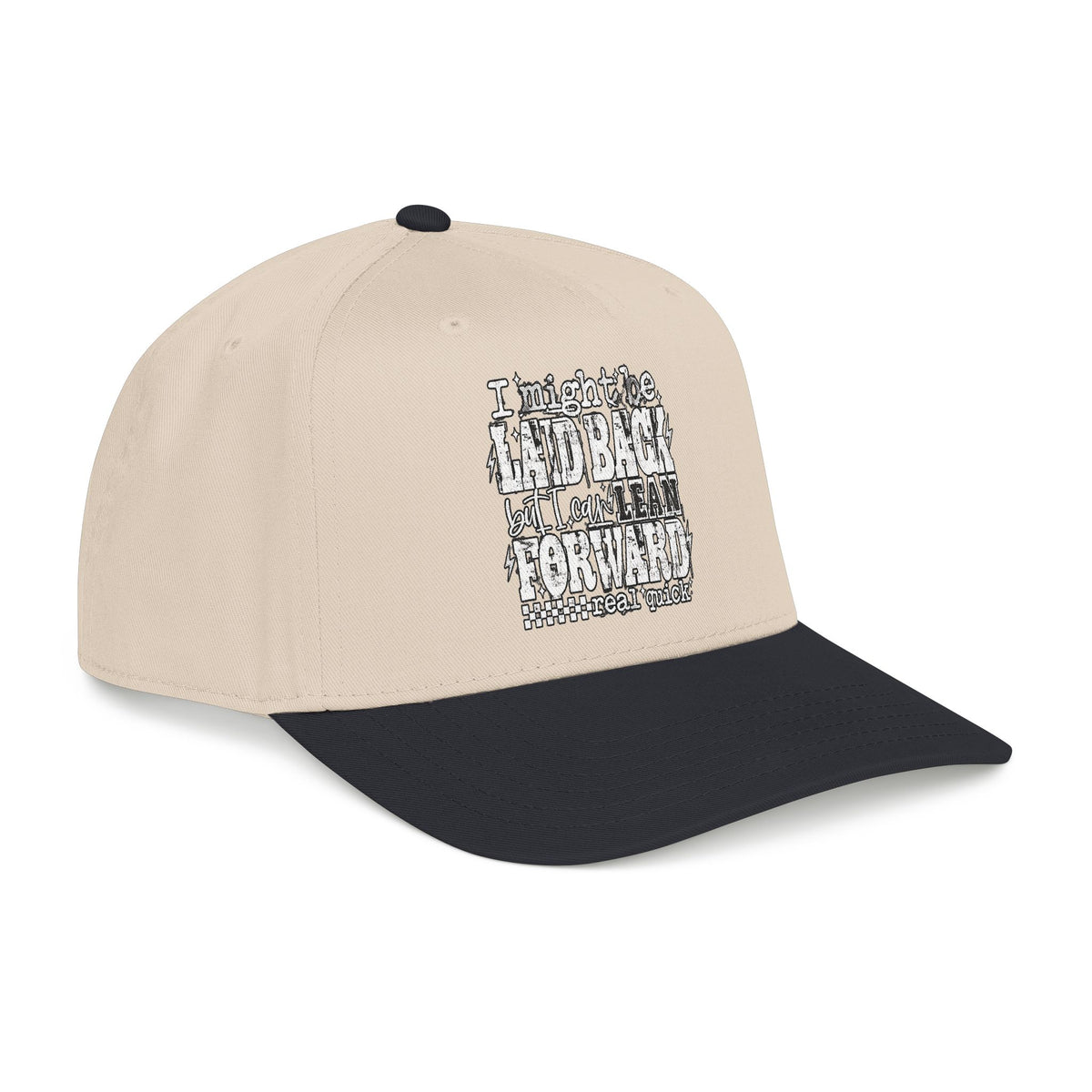 Mid Profile Baseball Cap — 'Lean Forward' Inspirational Script Cap