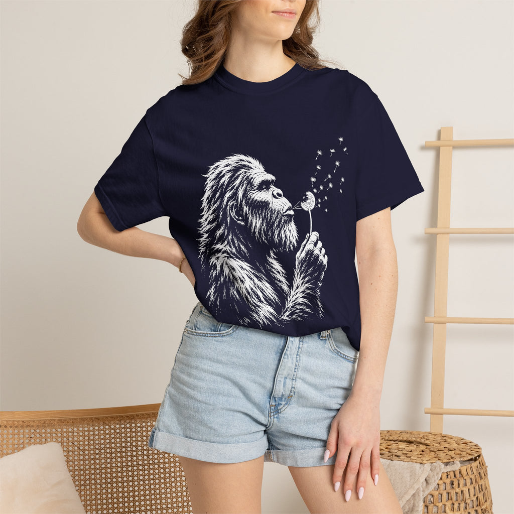 Bigfoot Dandelion T-Shirt — Whimsical Sasquatch Graphic Tee