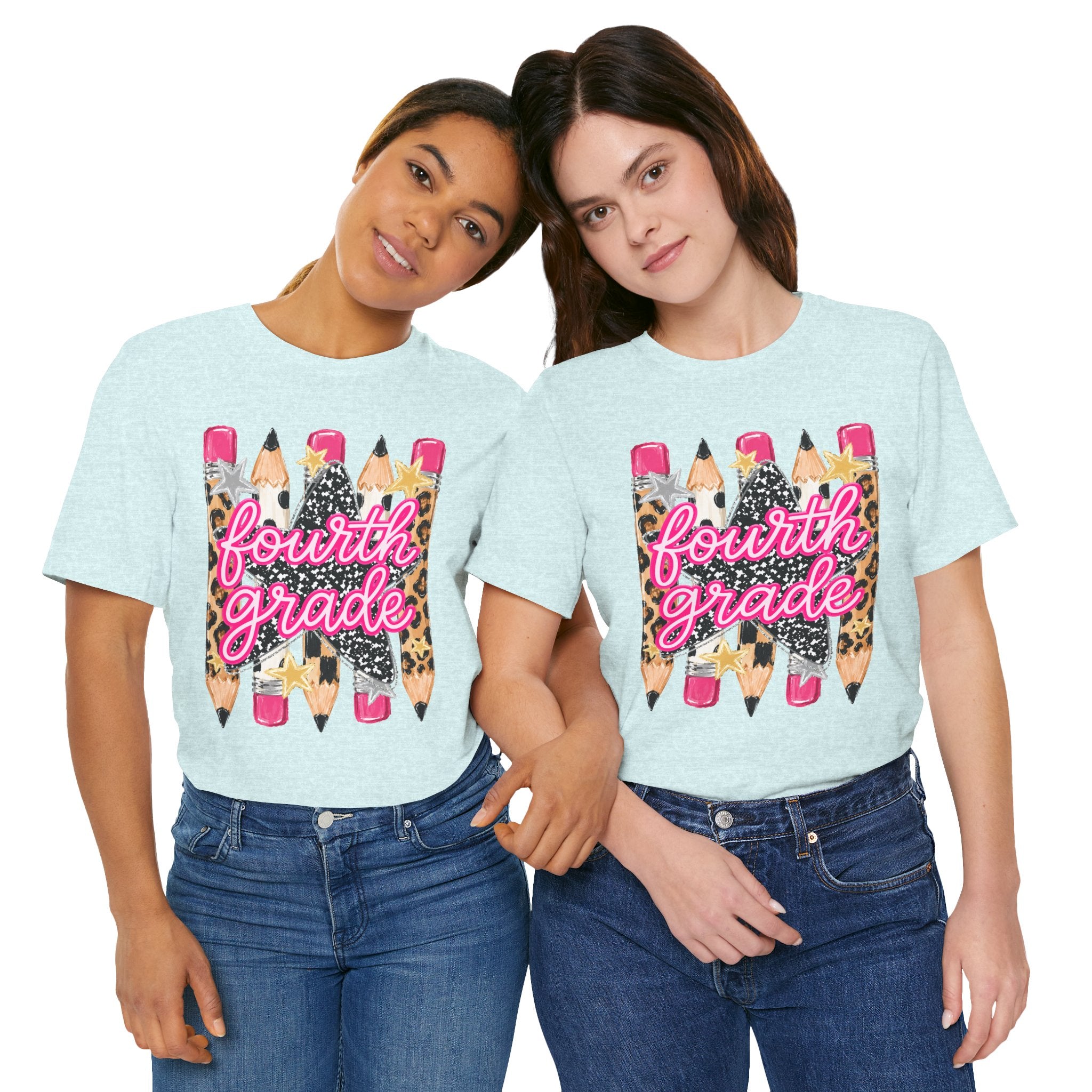 Fourth Grade Pencil Tee — Leopard & Glitter Back-to-School Shirt