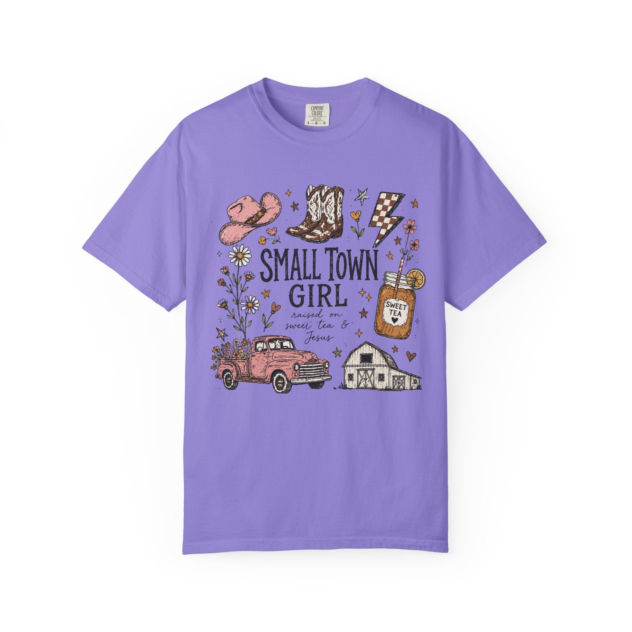 Small town girl , Jesus and sweet tea girl, comfort colors tee