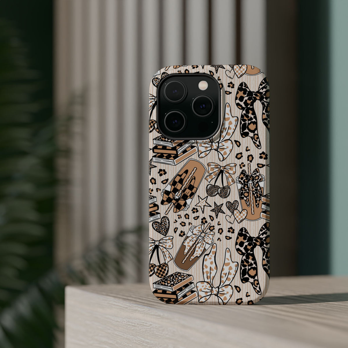 Cheetah bows iced coffee love Magnetic Impact-Resistant Cases