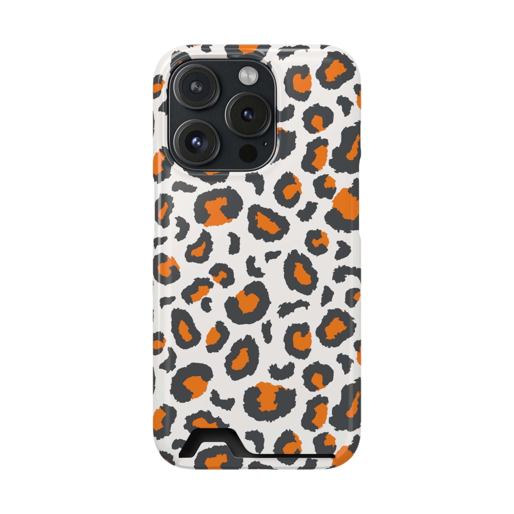 Orange white and grey cheetah print Phone Case With Card Holder, Tennessee Vols colors phone case