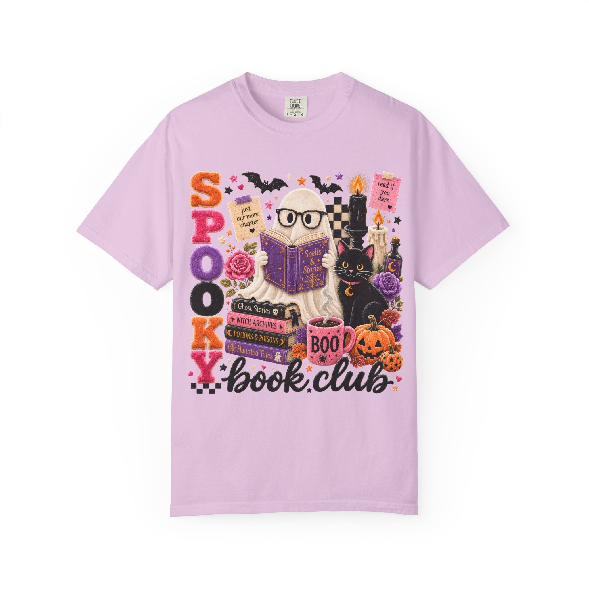 Spooky Book Club T-shirt | Halloween Reading Cat Owl Pumpkin