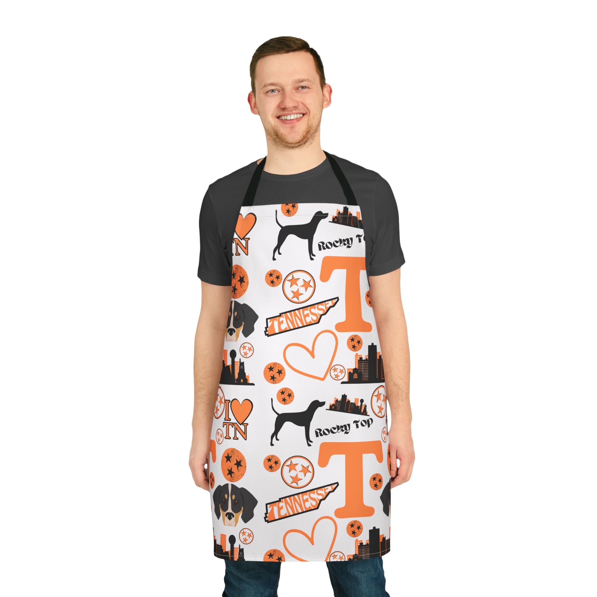 Tennessee Vol Pattern Apron | Volunteer State Skyline, Hearts & Paw Prints