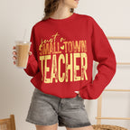 Small‑Town Teacher Sweatshirt | Cozy Crewneck for Educators | Distressed Yellow & Orange Lettering