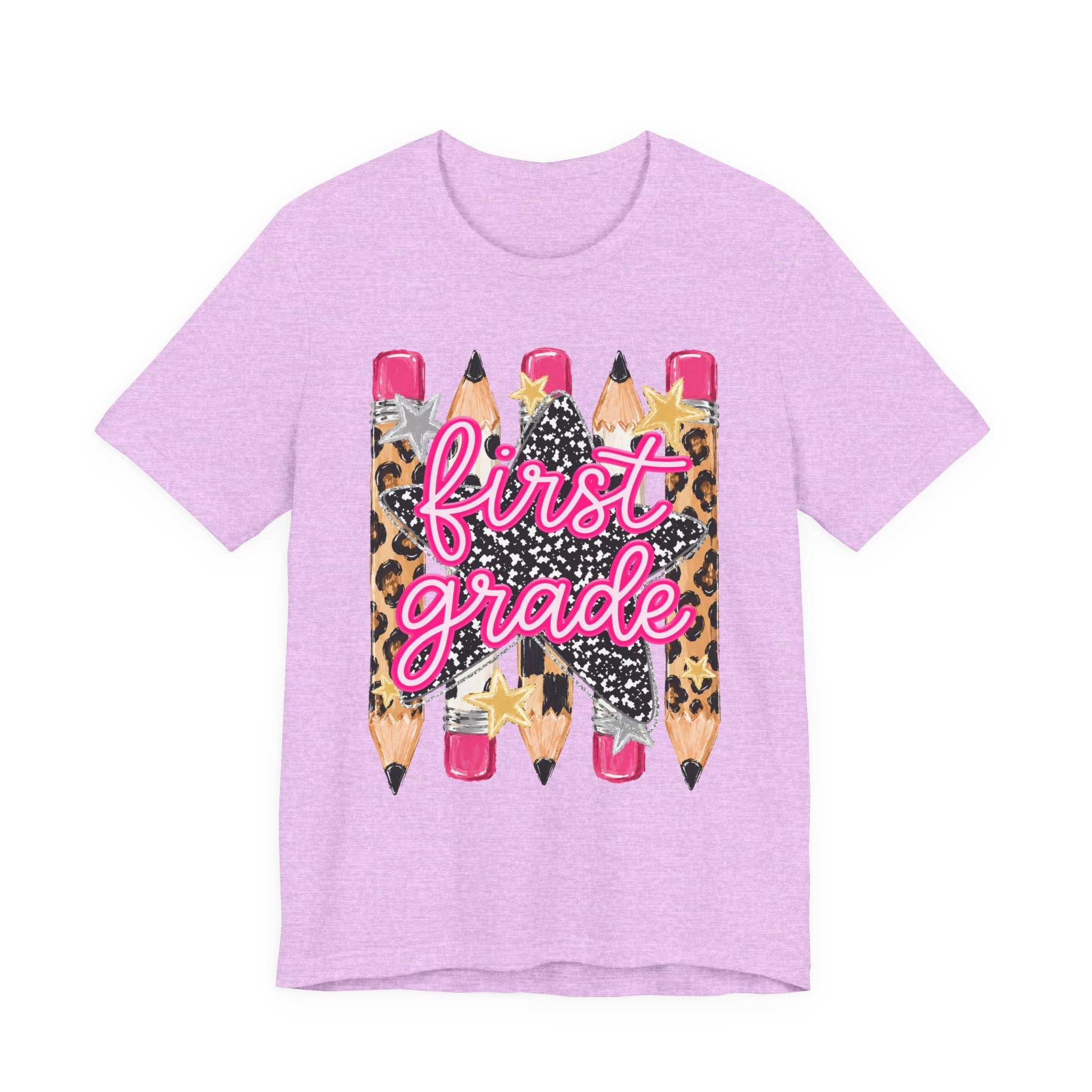 First Grade Pencils Leopard Print Kids Tee