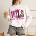 Crewneck Sweatshirt - VOLS Cheer For A Cure Pink Ribbon Leopard & Glitter Design
