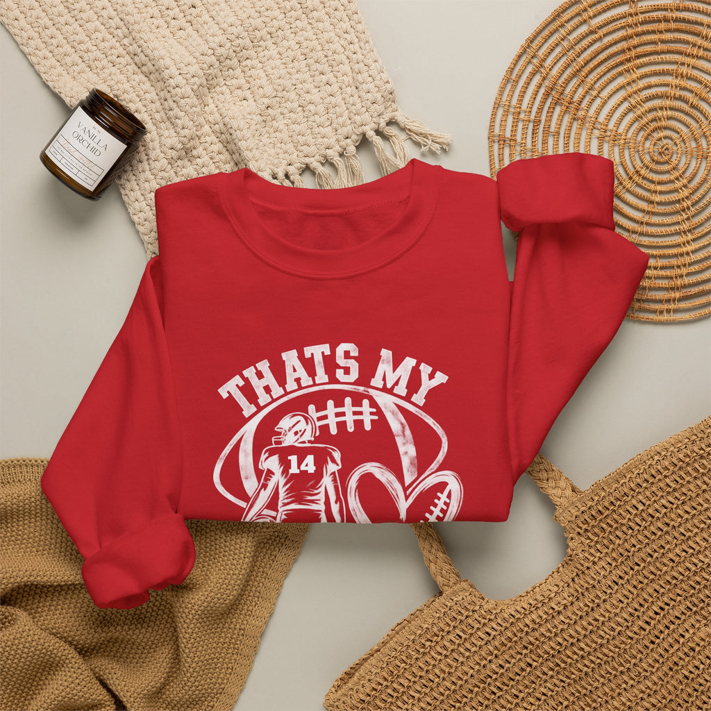 Personlizable Football Crewneck Sweatshirt - "That’s My Heart on the Field" Design