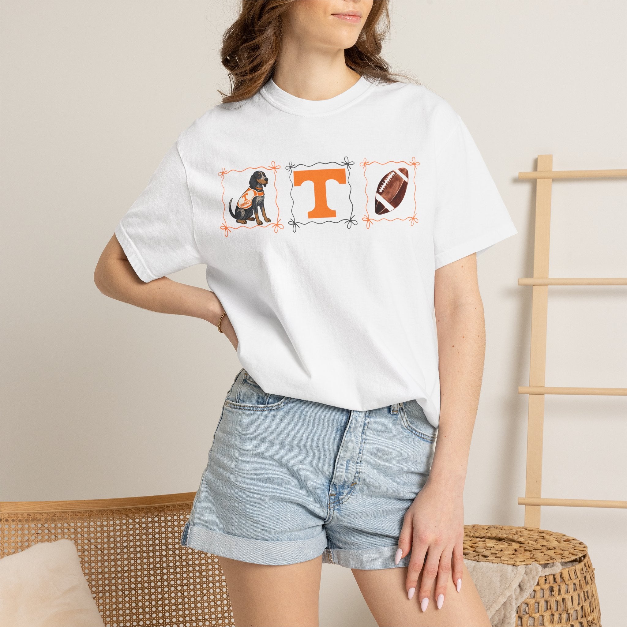 Tennessee Volunteers Dog, 'T', and Football Graphic T-Shirt