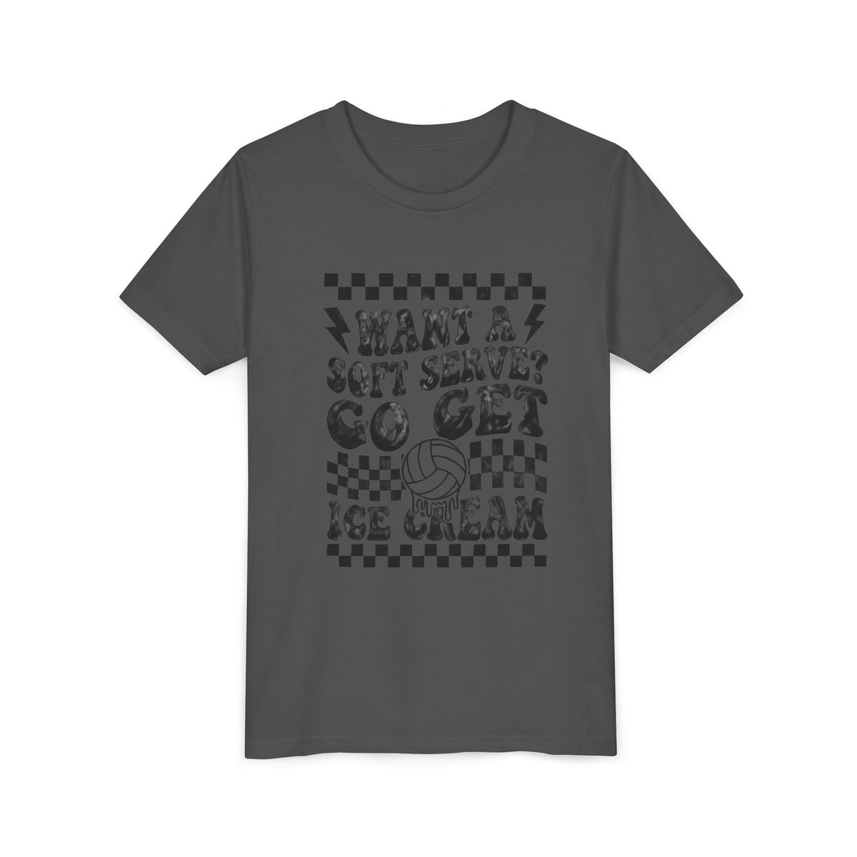 Youth Volleyball humor team tshirt, want a soft serve go get icecream tee