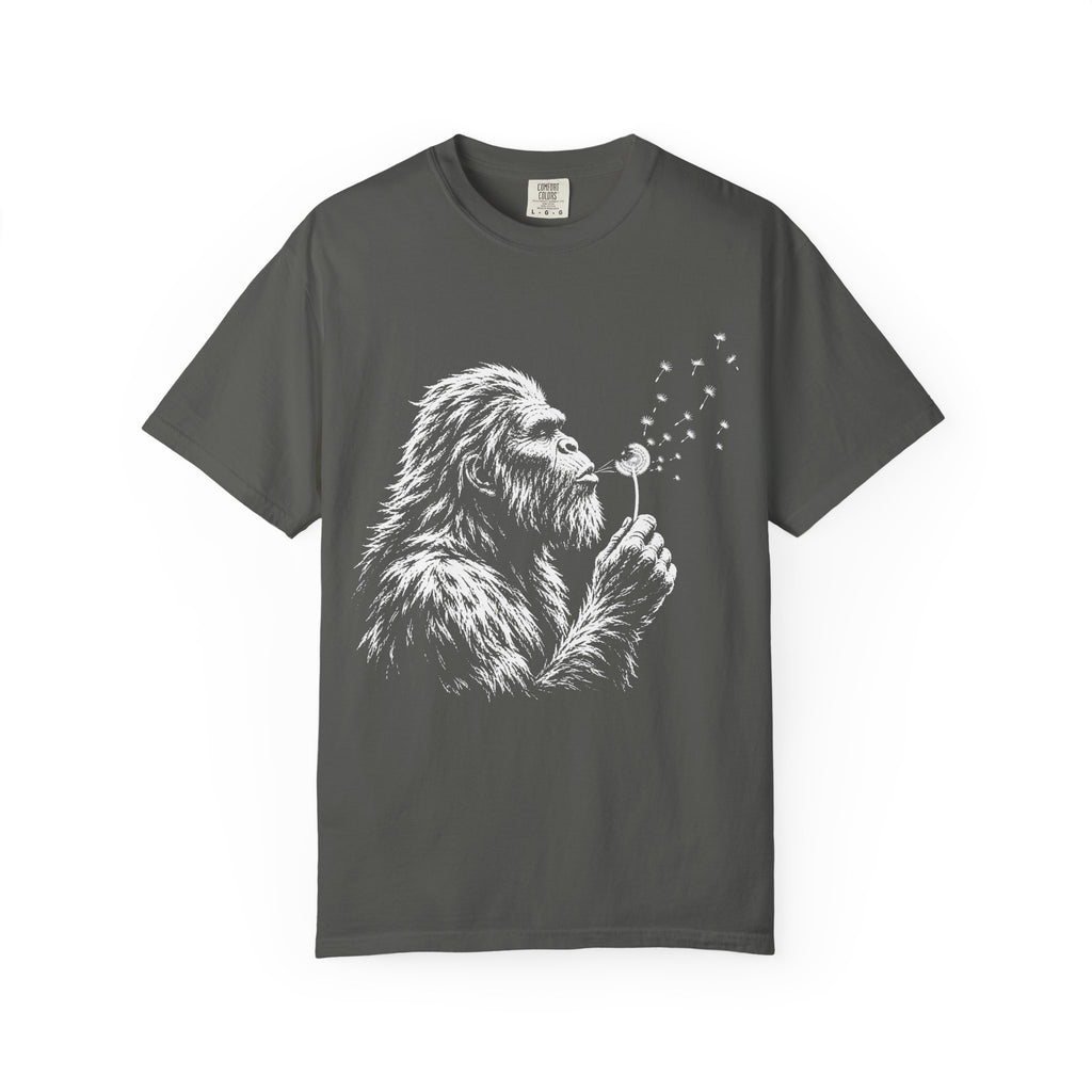 Bigfoot Dandelion T-Shirt — Whimsical Sasquatch Graphic Tee