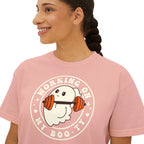 Women's Boxy Tee — Cute 'Working on My Boo-ty Ghost Weightlifting Fitness Shirt