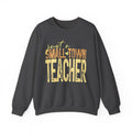 Small‑Town Teacher Sweatshirt | Cozy Crewneck for Educators | Distressed Yellow & Orange Lettering
