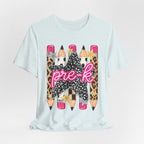 Pre-K Star Pencil T-Shirt — Cute Leopard School Teacher Tee