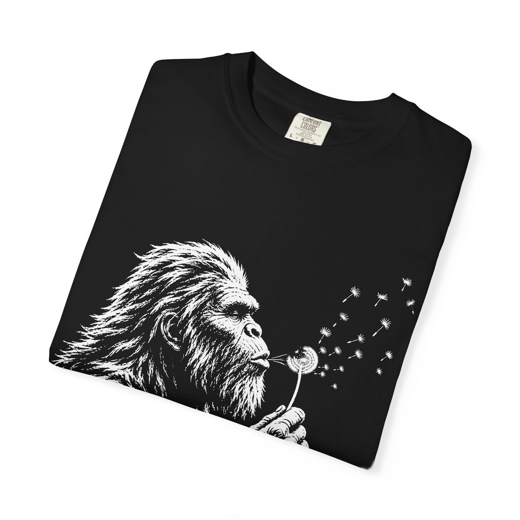 Bigfoot Dandelion T-Shirt — Whimsical Sasquatch Graphic Tee