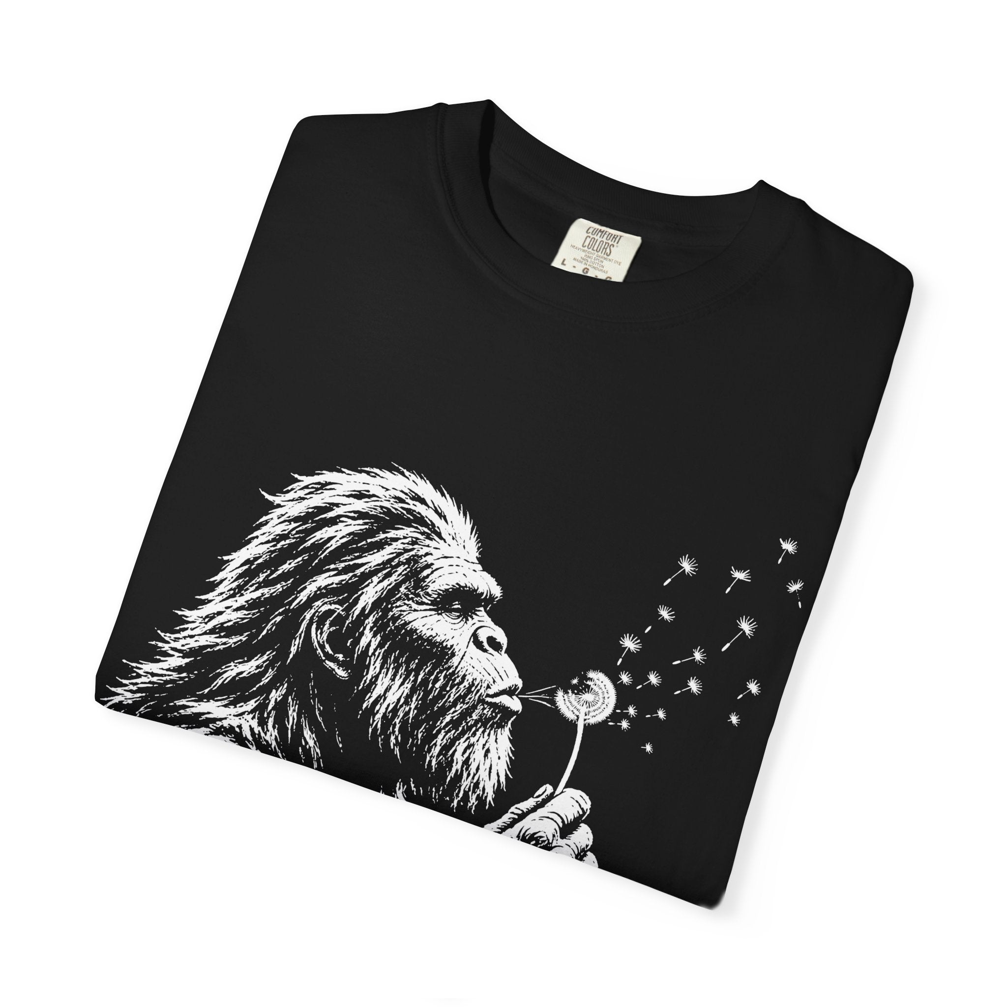 Bigfoot Dandelion T-Shirt — Whimsical Sasquatch Graphic Tee
