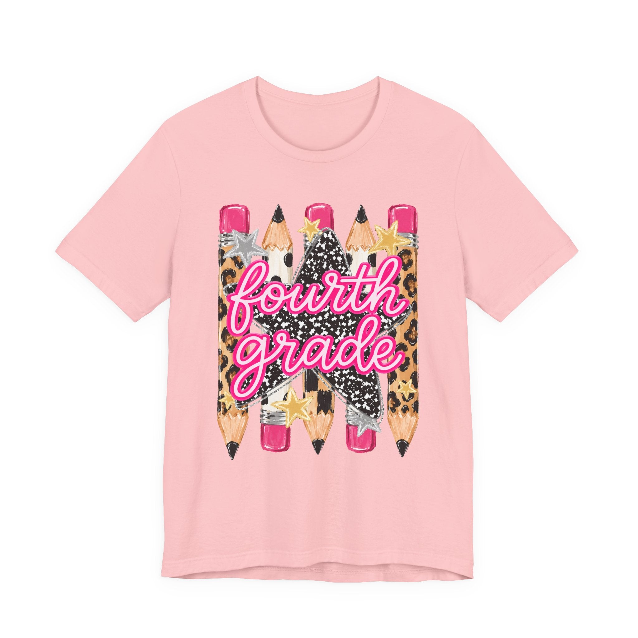 Fourth Grade Pencil Tee — Leopard & Glitter Back-to-School Shirt