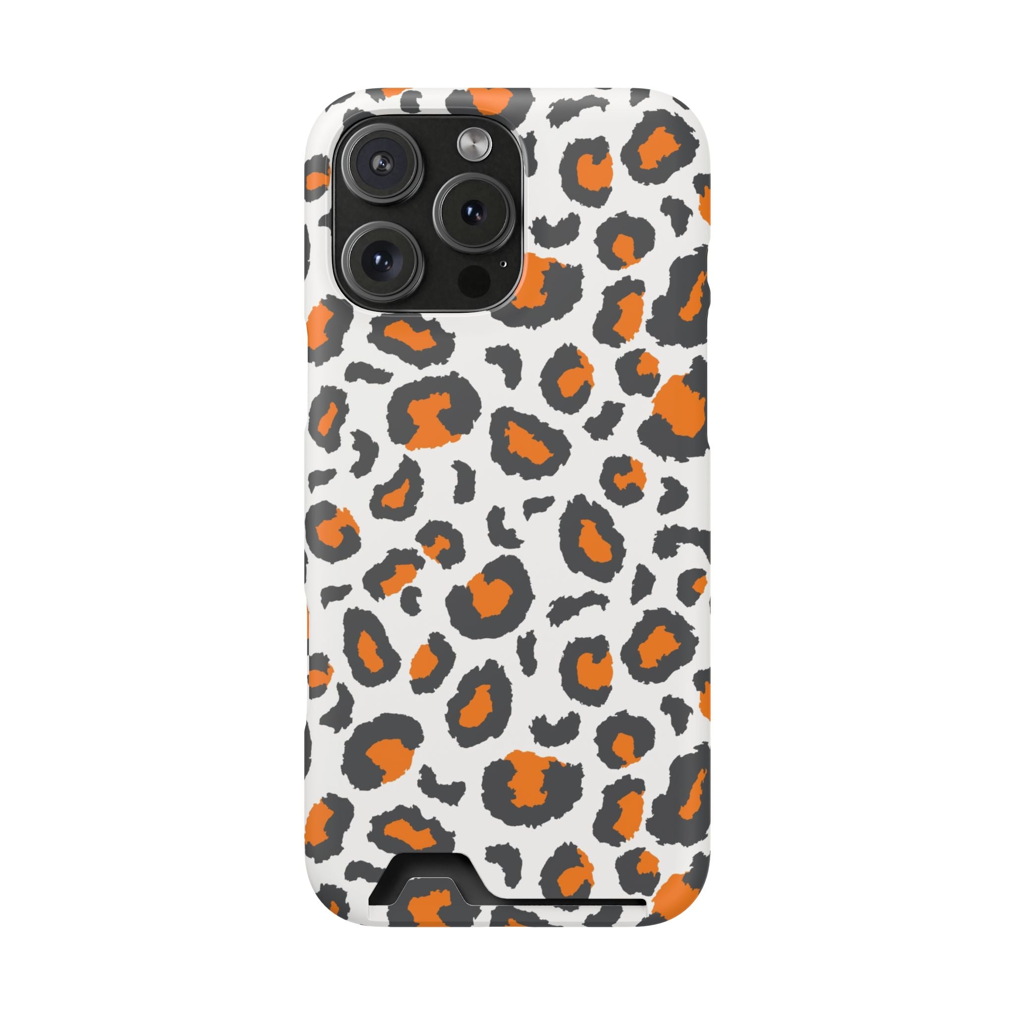 Orange white and grey cheetah print Phone Case With Card Holder, Tennessee Vols colors phone case