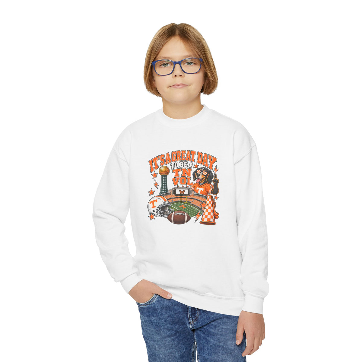It's a great day to be a TN Vol Gildan Youth sweatshirt