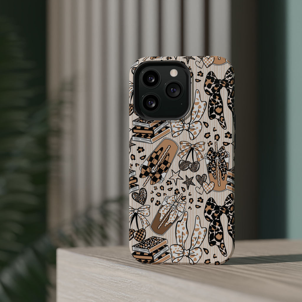Cheetah bows iced coffee love Magnetic Impact-Resistant Cases