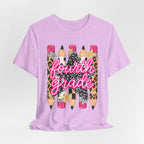 Fourth Grade Pencil Tee — Leopard & Glitter Back-to-School Shirt