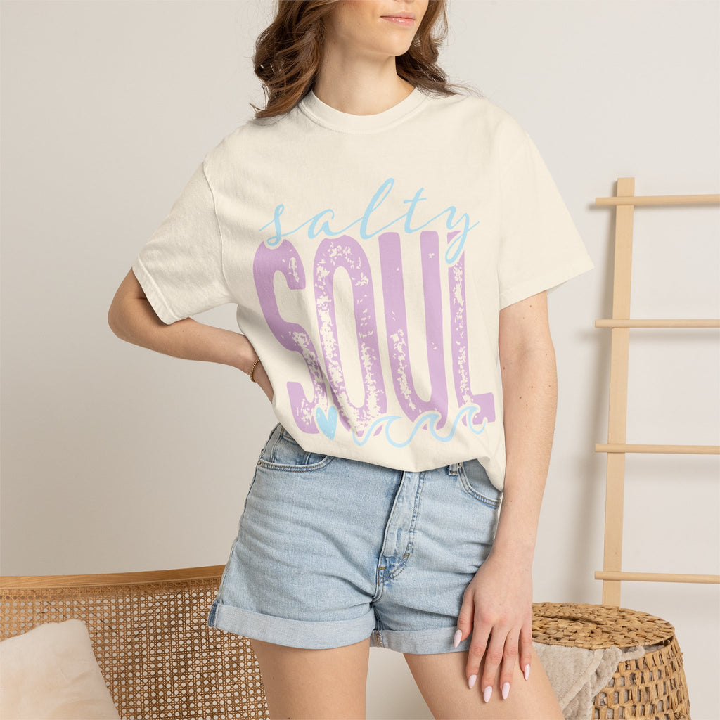 Salty Soul T-shirt | beachy seaside design, script & distressed letters