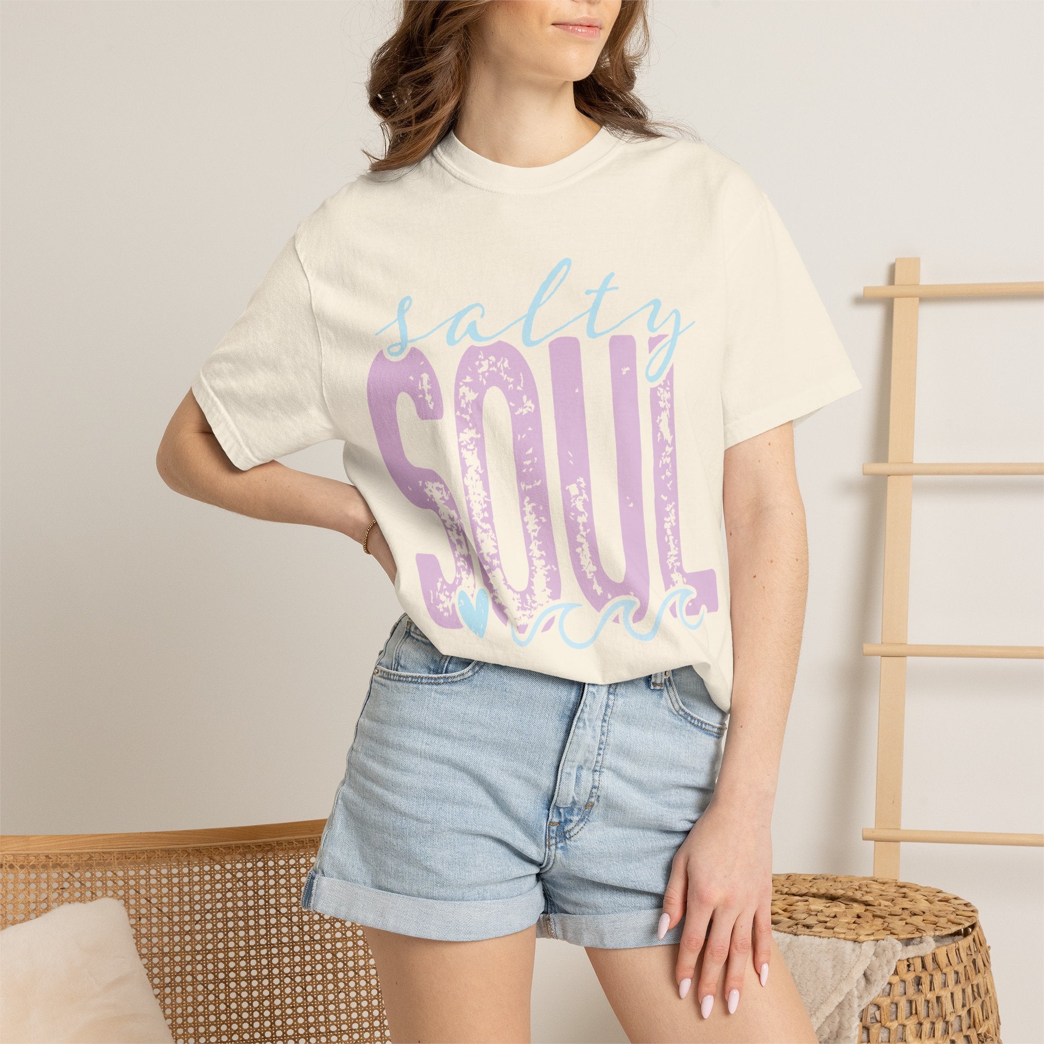 Salty Soul T-shirt | beachy seaside design, script & distressed letters