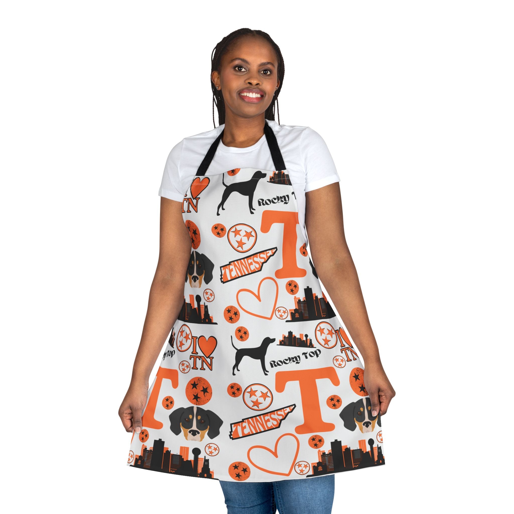 Tennessee Vol Pattern Apron | Volunteer State Skyline, Hearts & Paw Prints