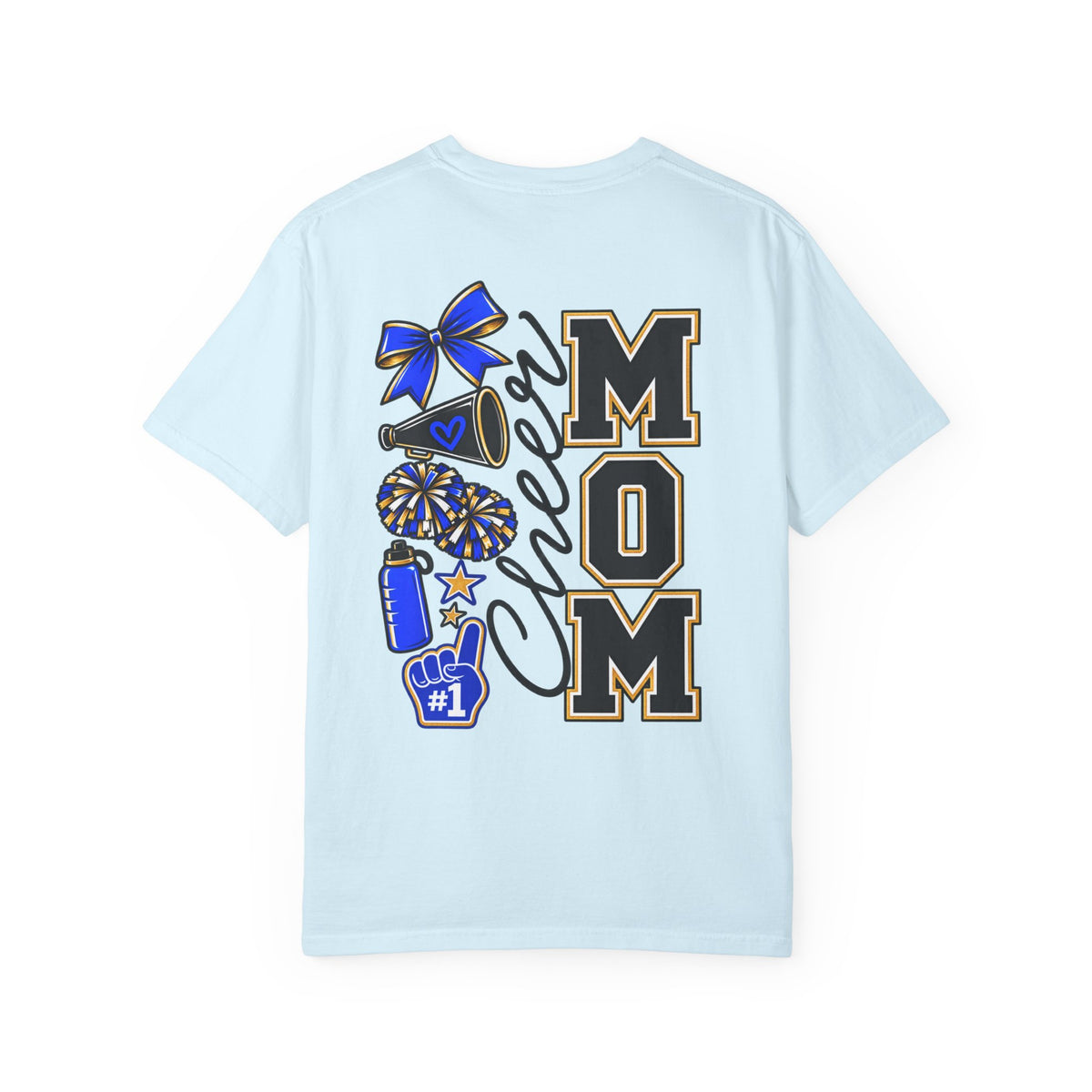Cheer Mom T-Shirt — Cheerleading Mom Tee with Pom Poms & Megaphone Design